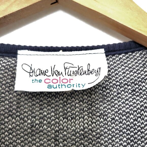 Vtg Diane von Furstenberg Cardigan Women's Small Long Sweater Made In‎ USA 90s - Picture 7 of 8